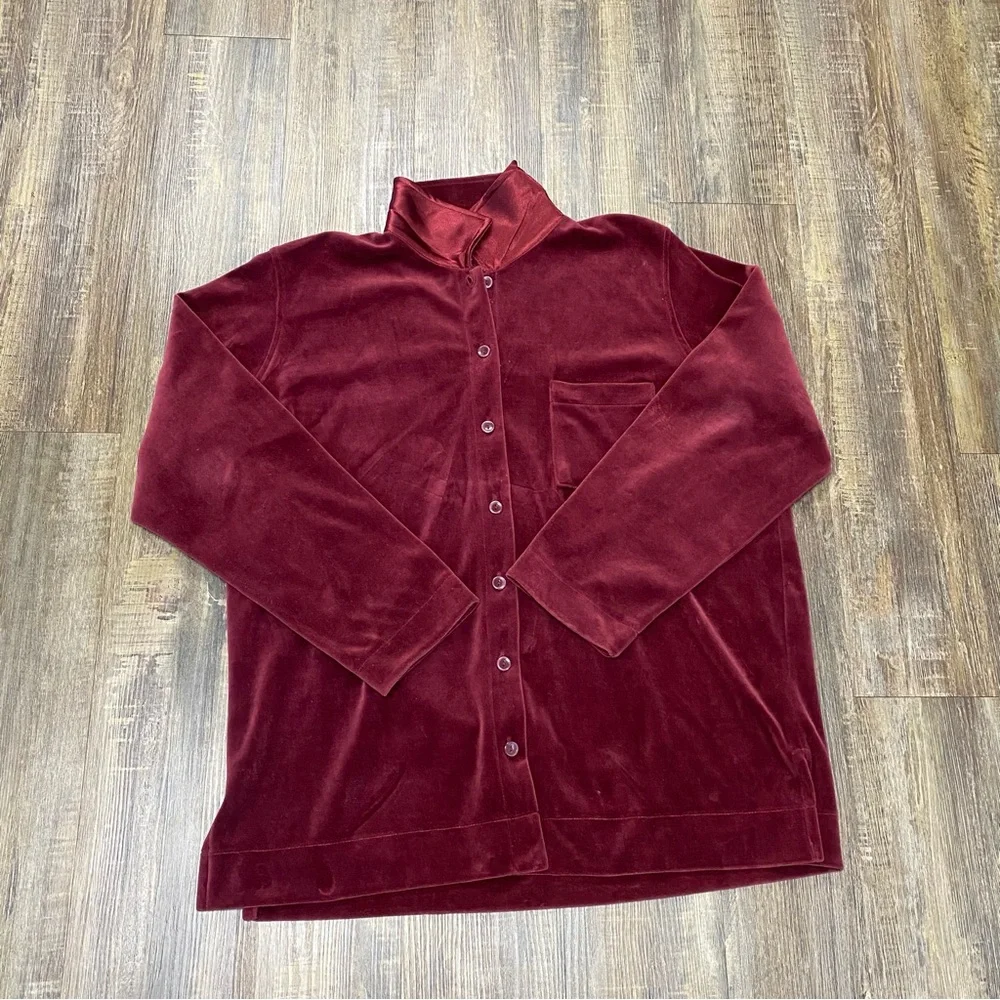 Liz Claiborne Maroon Lizwear Velour Lounge Pant Sweat Suit Soft‎ Stretchy XL